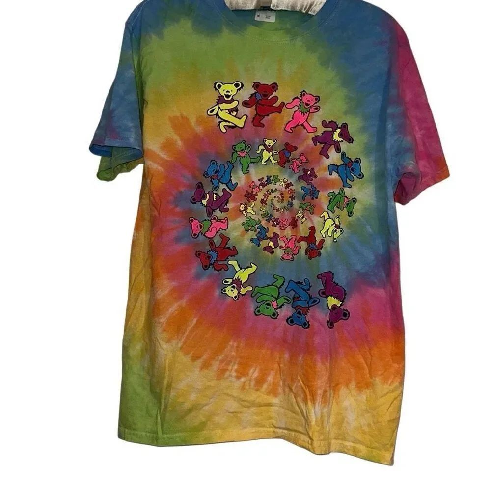 Colortone Multicolor Tie Dye Dancing Bears Short Sleeve T-Shirt Ladies Medium